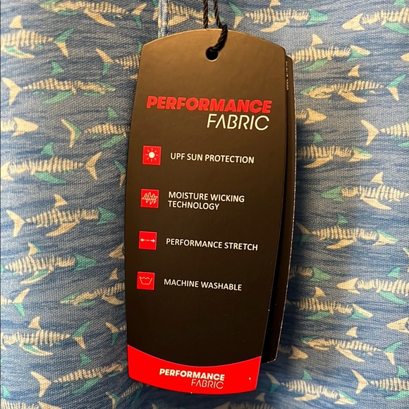 Brand New Greg Norman Blue Gray Fish design Golf Polo Breathable Stretch Fabric - Picture 8 of 12